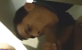 sucking a huge cock in a public toilet