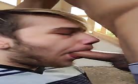 construction worker takes a lunch break to face fuck a stoned fag