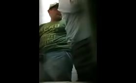 Caught Latino fucking bareback Grandpa in public restroom