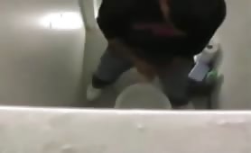 Caught long dick dude moaning in the toilet spy cam