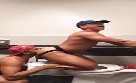 Hot muscle dudes fucking in the bathroom