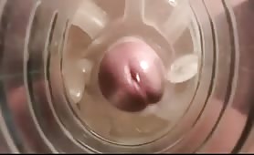 Cumming hard inside a fleshlight