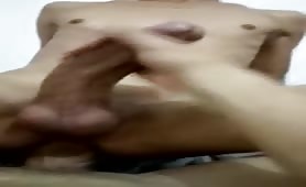 Splashing of cum while I masturbate my big cock