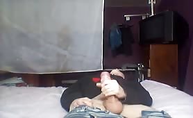 Caught Horney str8 guy jerking cock