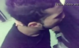 two young Latinos take turns sucking one guy cock on a subway