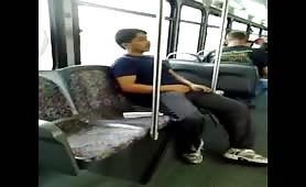 Man dick hard on the bus