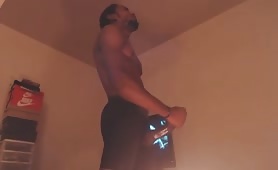 Sexy black man jerking off his huge hard cock