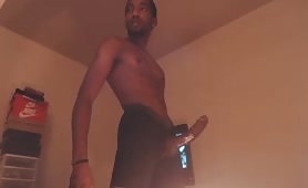 Horny thug recording him self stroking his cock