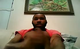 Caught bearded black dude with thick cock jerk and cum