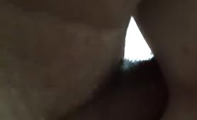 Daddy tries to shove his huge cock slowly in my tight ass