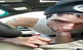 Giving head to a tasty cock for a free ride